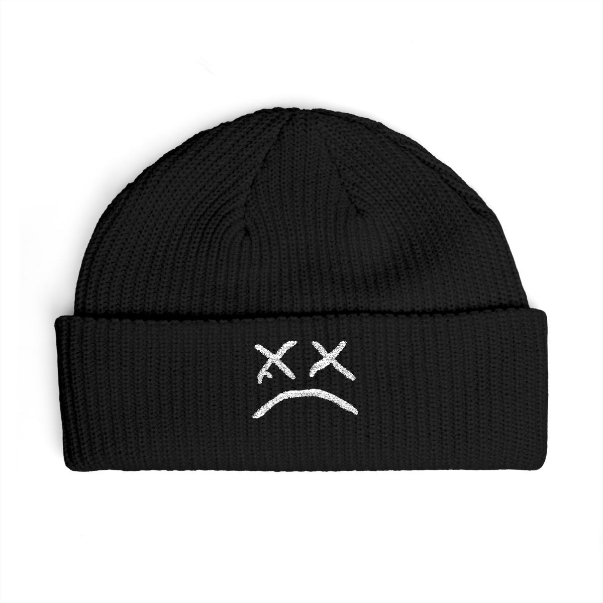 Beanie Hat for Men Women with Sad Face Cuffed Plain Skull Knit Cap Intended for Lil Peep | Juice WRLD