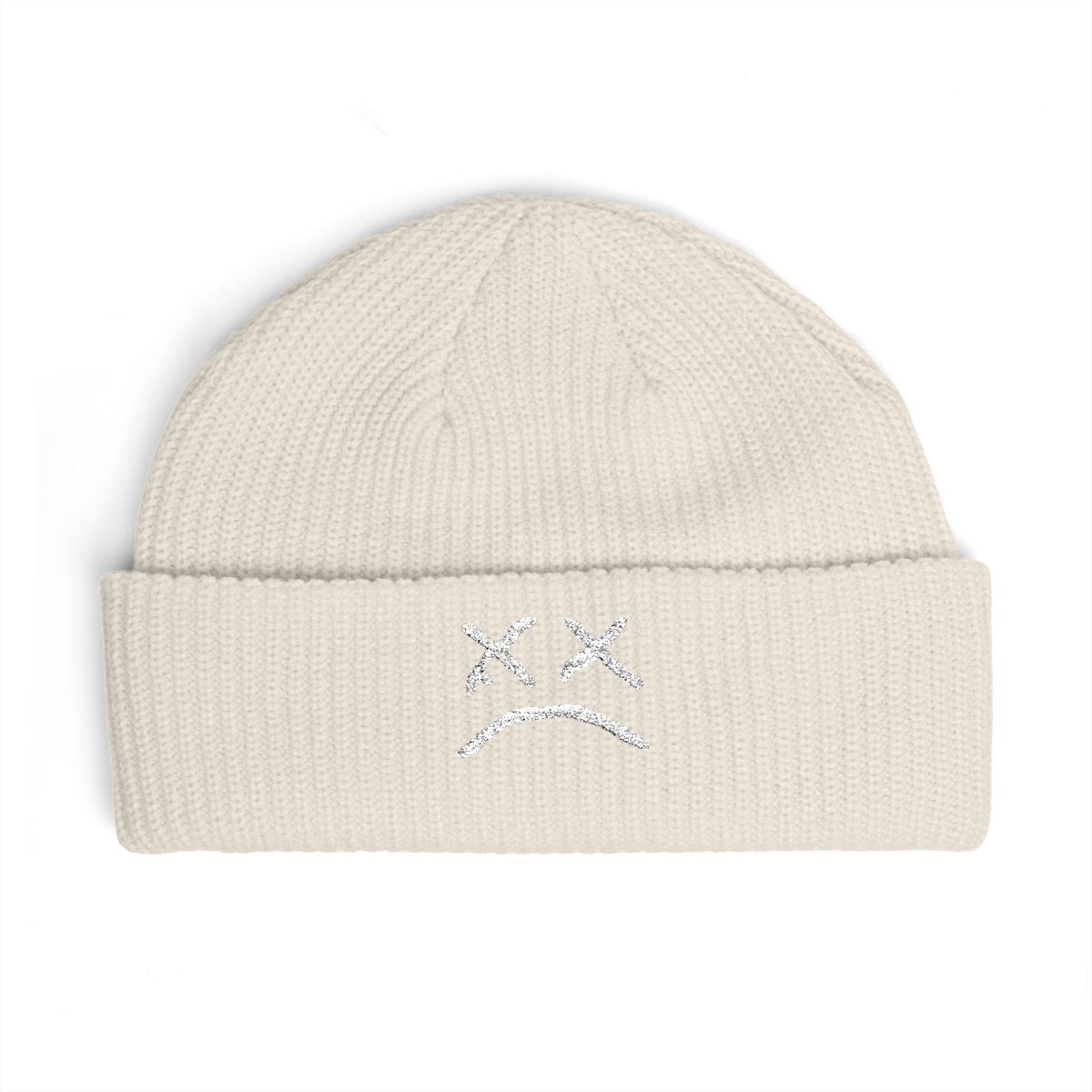 Beanie Hat for Men Women with Sad Face Cuffed Plain Skull Knit Cap Intended for Lil Peep | Juice WRLD - alternate angle 2, merchandise